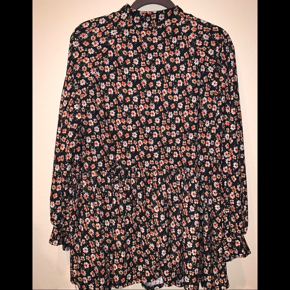 TRY THIS! long sleeve floral turtle neck blouse